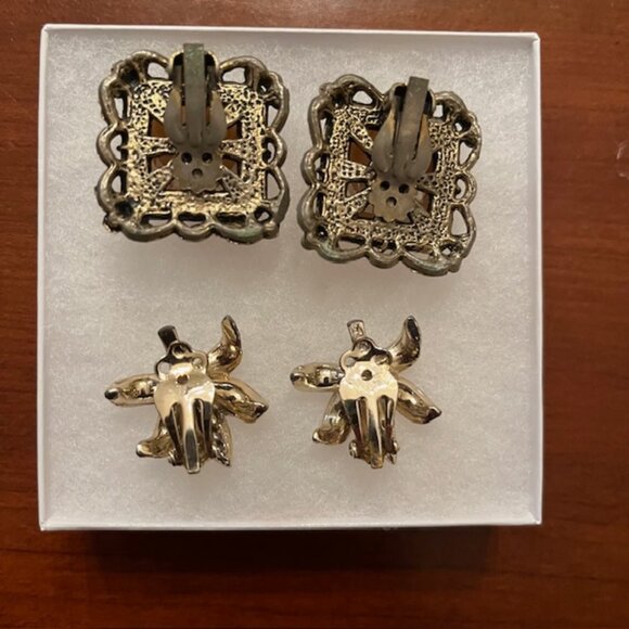 Lot of 4 pairs Vintage Clip on Earrings - Picture 6 of 7